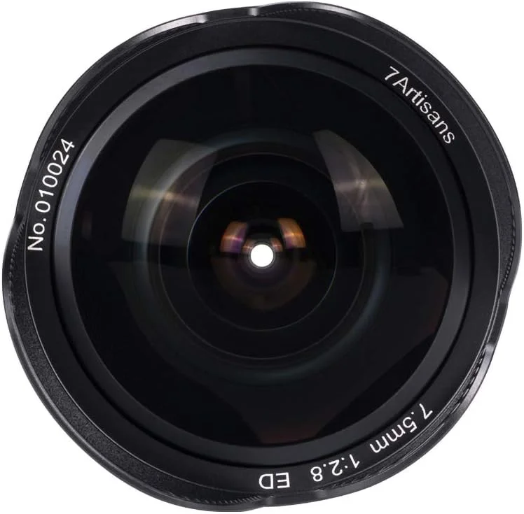 لنز فیش آی 7.5mm F2.8 II هفت آرتیسان APS-C با زاویه دید فوق عریض 190 درجه، لنز ثابت دستی، سازگار با دوربین های Fujifilm X-Mount مدل های X-A1, X-A2, X-at, X-M1, XM2, X-T1, X-T2, X-T10, X-Pro1, X-E1, X-E2 - مشکی