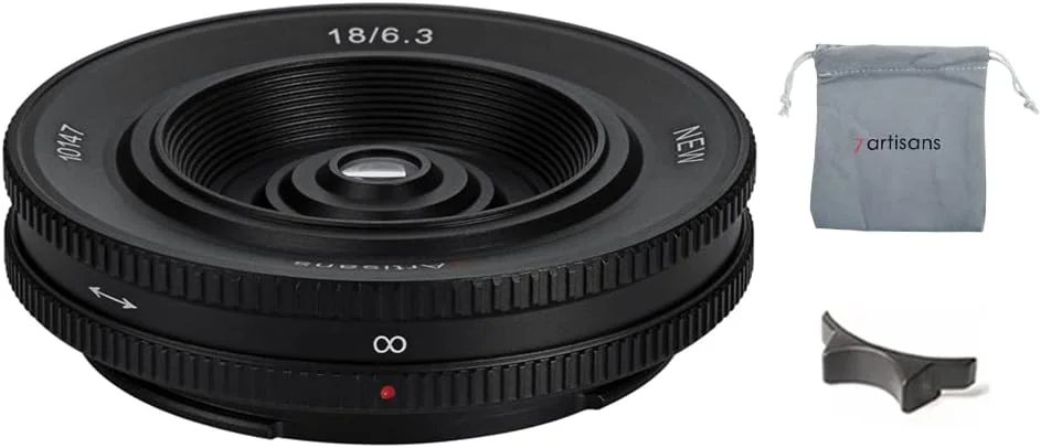 لنز پرایم استاندارد 7artisans 18mm F6.3 II APS-C با فوکوس دستی، لنز پنکیکی برای دوربین های بدون آینه Sony E Mount مدل های A7C A7II A7RII A7MII A7MIII A7MIV A7RIV A7SIII A6300 A6400 A6500 NEX-3N NEX-5N