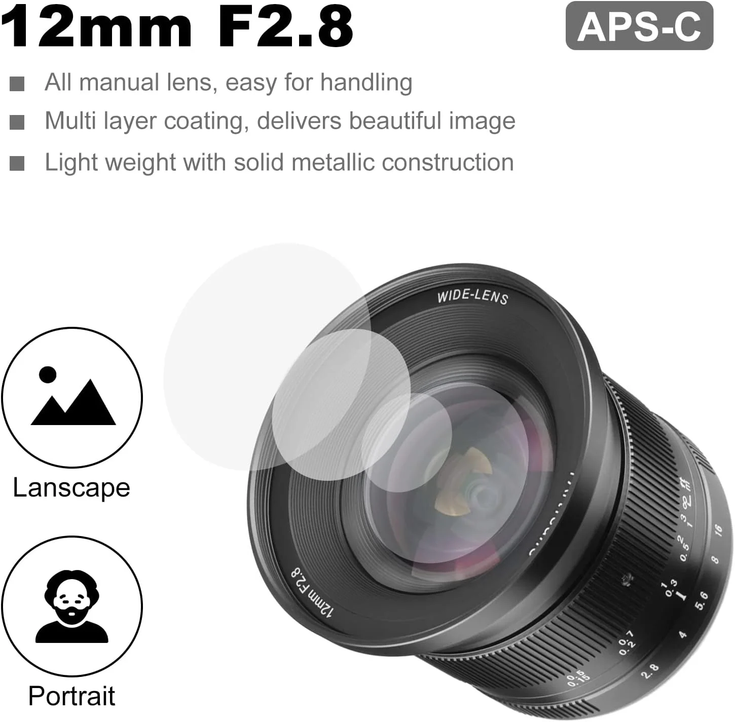 لنز پرایم 12mm F2.8 Mark Ⅱ الترا واید انگل APS-C با فوکوس دستی 7artisans سازگار با دوربین های بدون آینه Sony E-Mount مدل A6500 A6300