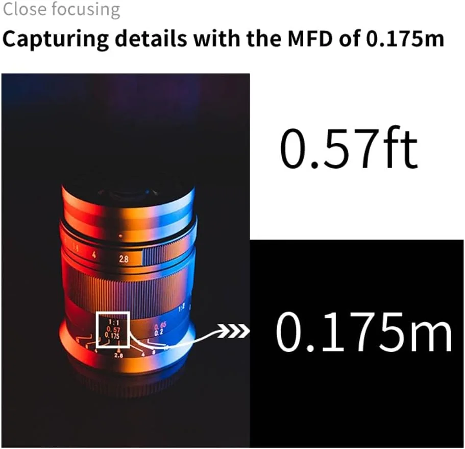 لنز دوربین 60mm F2.8 Mark II هفت آرتیسان، لنز ماکرو با فوکوس دستی APS-C برای دوربین های بدون آینه Olympus Panasonic Micro MFT M4/3 مانند Panasonic GH3 GH4 GF1 GM1 GM5 Olympus E-M1 E-M5 E-M10