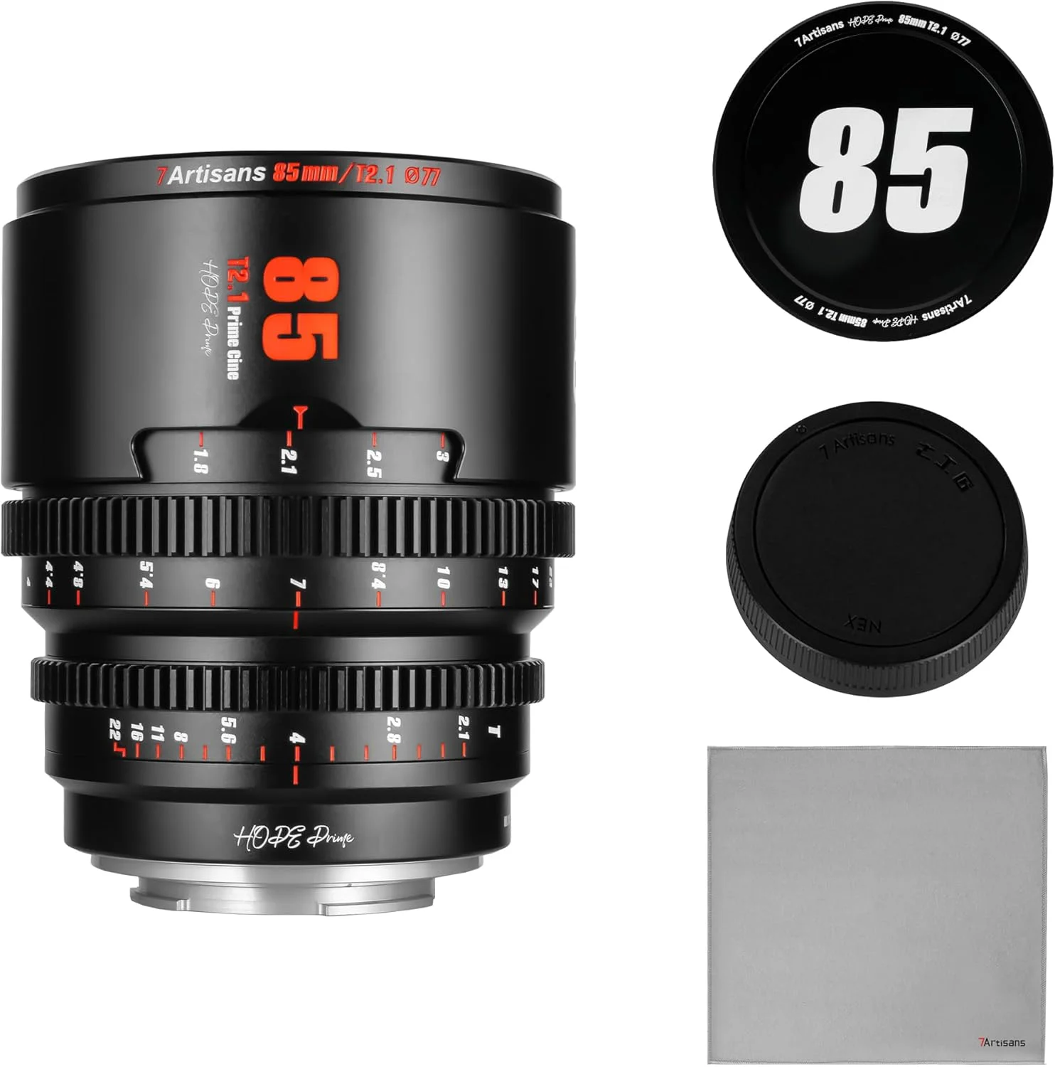 لنز سینمایی حرفه ای 7artisans 85mm T2.1 سری Hope با فریم S35 سازگار با دوربین های بدون آینه با مانت Fuji X، برای FUJIFILM X-S20/X-T5/X-H2/X-T4/X-H2S/X-T3/X-S10 (مشکی)