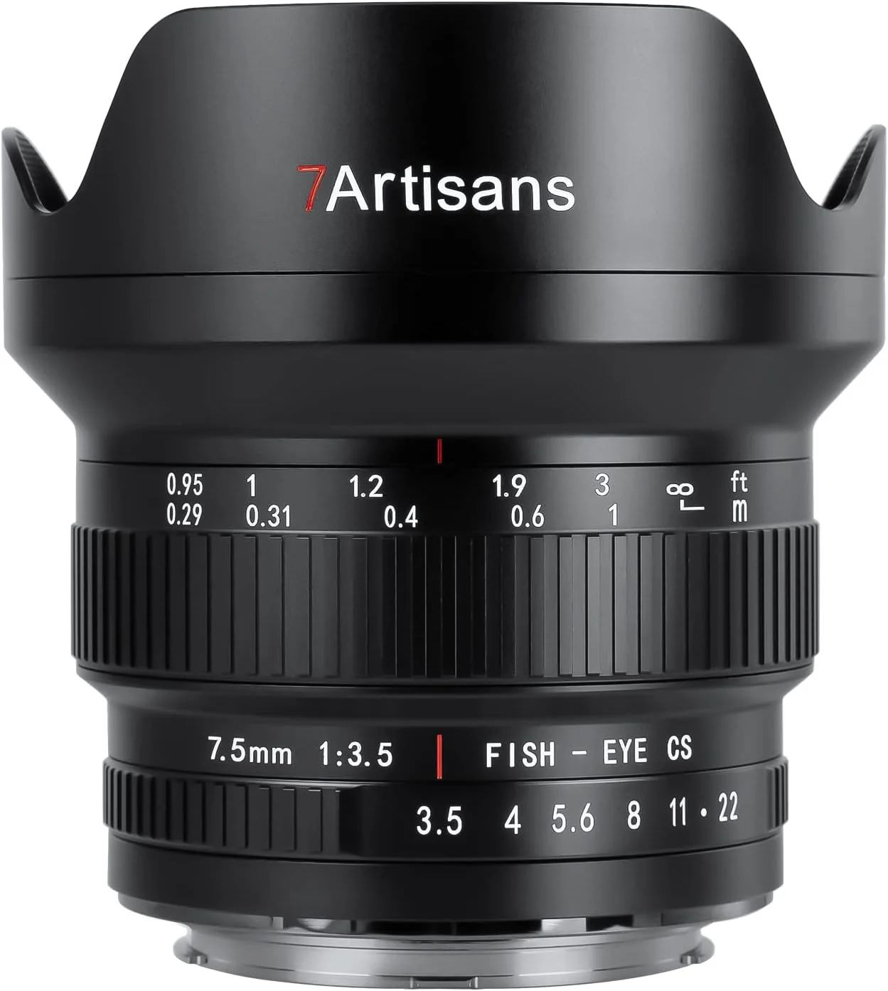 لنز چشم‌ماهی دستی فوق عریض 7artisans MF 7.5mm F3.5 APS-C 205 درجه، سازگار با لنزهای DSLR Canon EF برای 80D 200D مشکی