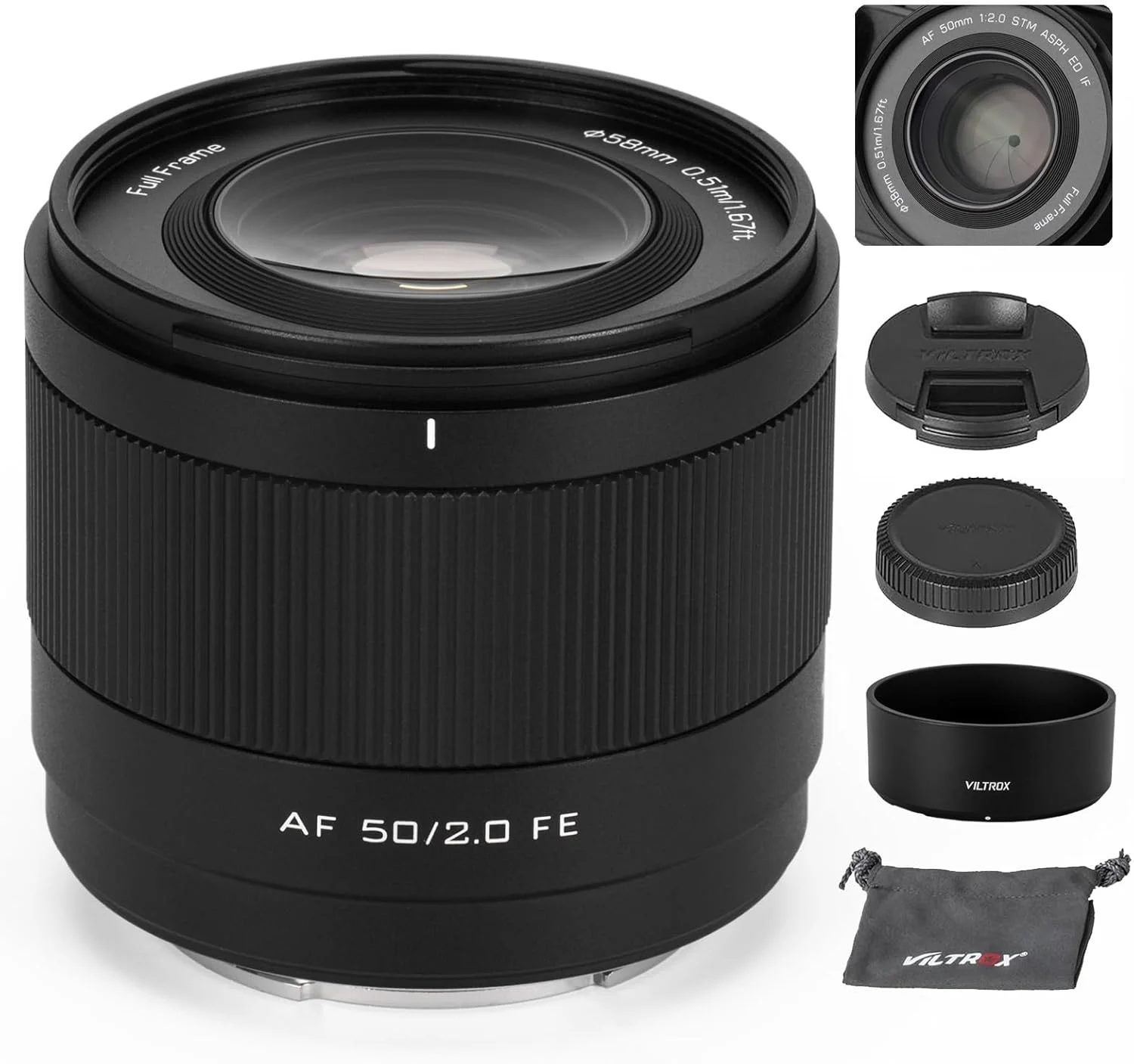 لنز ویلتراکس 50mm F2.0 با مانت FE، لنز 50mm F2 با فوکوس خودکار STM برای دوربین‌های سونی E، فول فریم، مناسب برای دوربین‌های سونی E-Mount مدل‌های A7C A7ll A7RlI A7SIII A7III A7RIII A7IV A7RIV A9 A1 FX3 A7RV ZVE1 A7CR A7CII A93