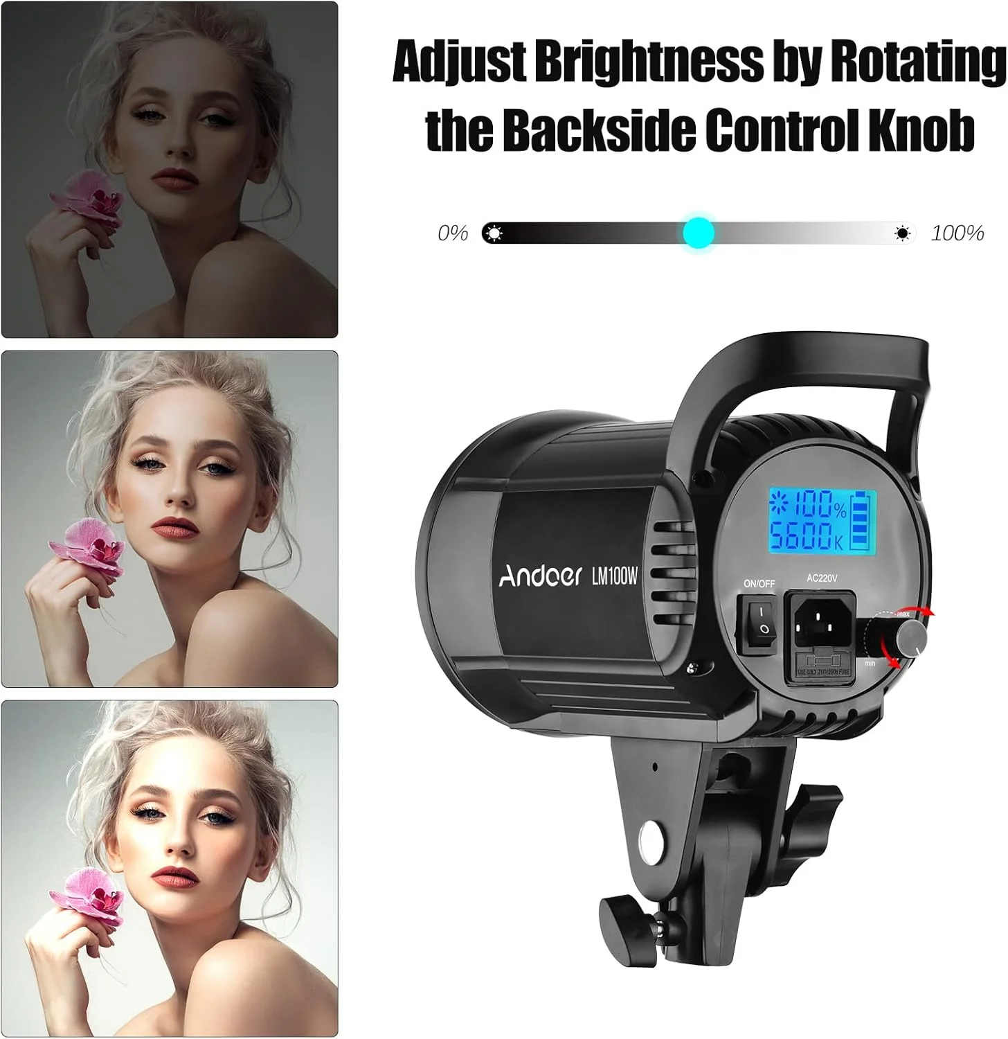 نور پرکننده LED قابل حمل Irovami LM100W، نور ویدئویی استودیویی 100 وات 5600K با قابلیت تنظیم نور، مانت بوئنز، نور مداوم با کنترل از راه دور برای عکاسی محصول، پرتره، عروسی و پخش زنده