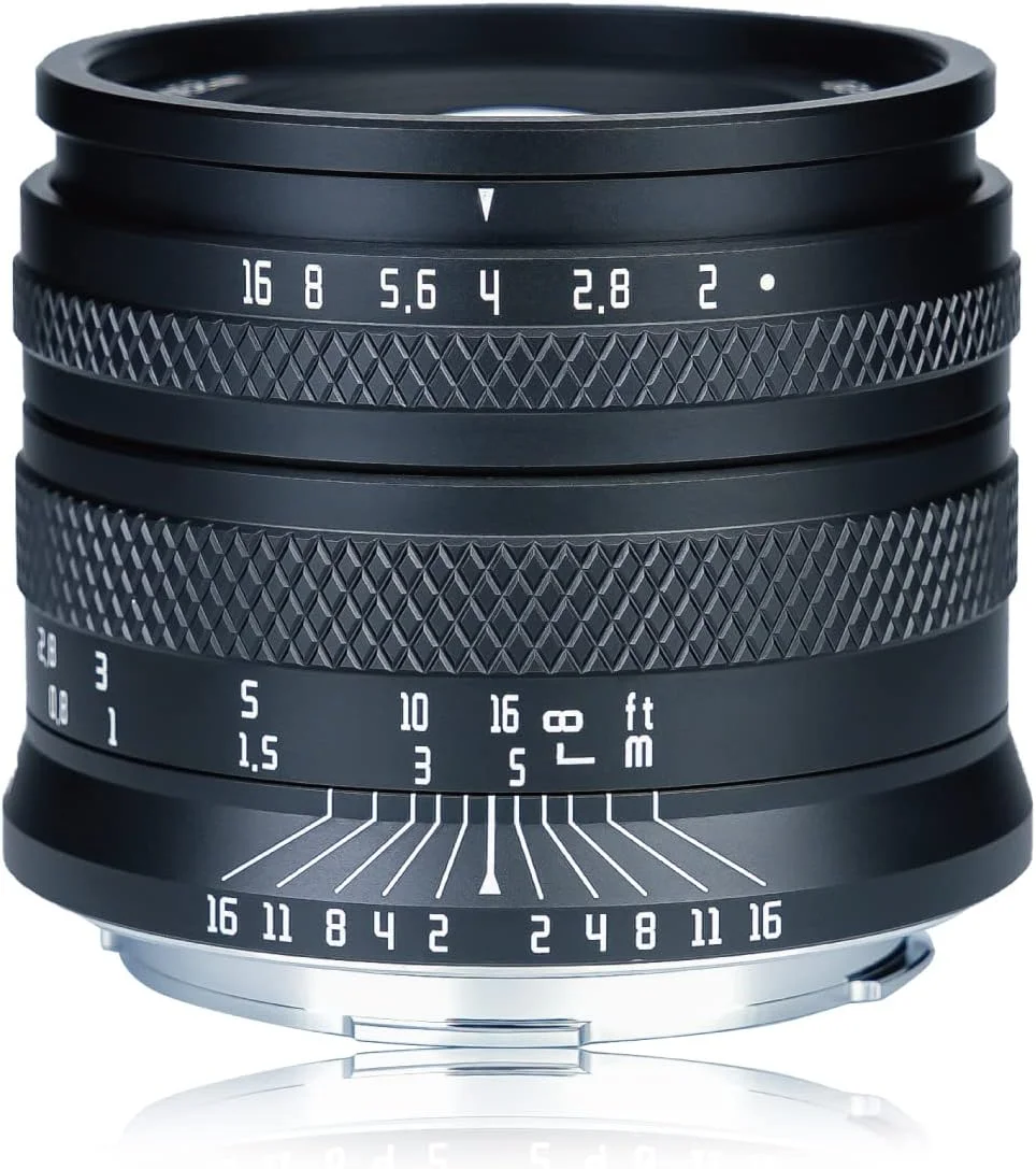 لنز پرایم 50mm F2.0 با دیافراگم بزرگ AstrHori، فول فریم، دستی، با افکت محو و اسلات فیلتر، سازگار با دوربین های بدون آینه Canon EF-M-Mount مدل های M,M2,M3,M5,M6,M10,M100,M50,M50II (مشکی)