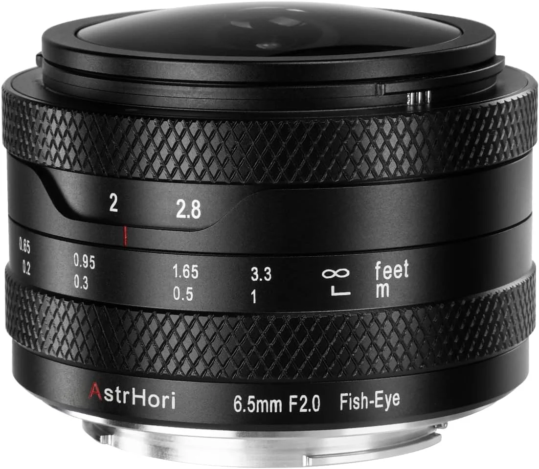 لنز چشم‌ماهی دایره‌ای فوق عریض AstrHori 6.5mm F2.0 APS-C 192° با تنظیم دستی برای دوربین‌های بدون آینه پاناسونیک و الیمپوس میکرو 4/3 G1, G2, G3, G5, G6, G7, G9, GH1, GH2, GH4, GH5, GM5, GX1, GX7
