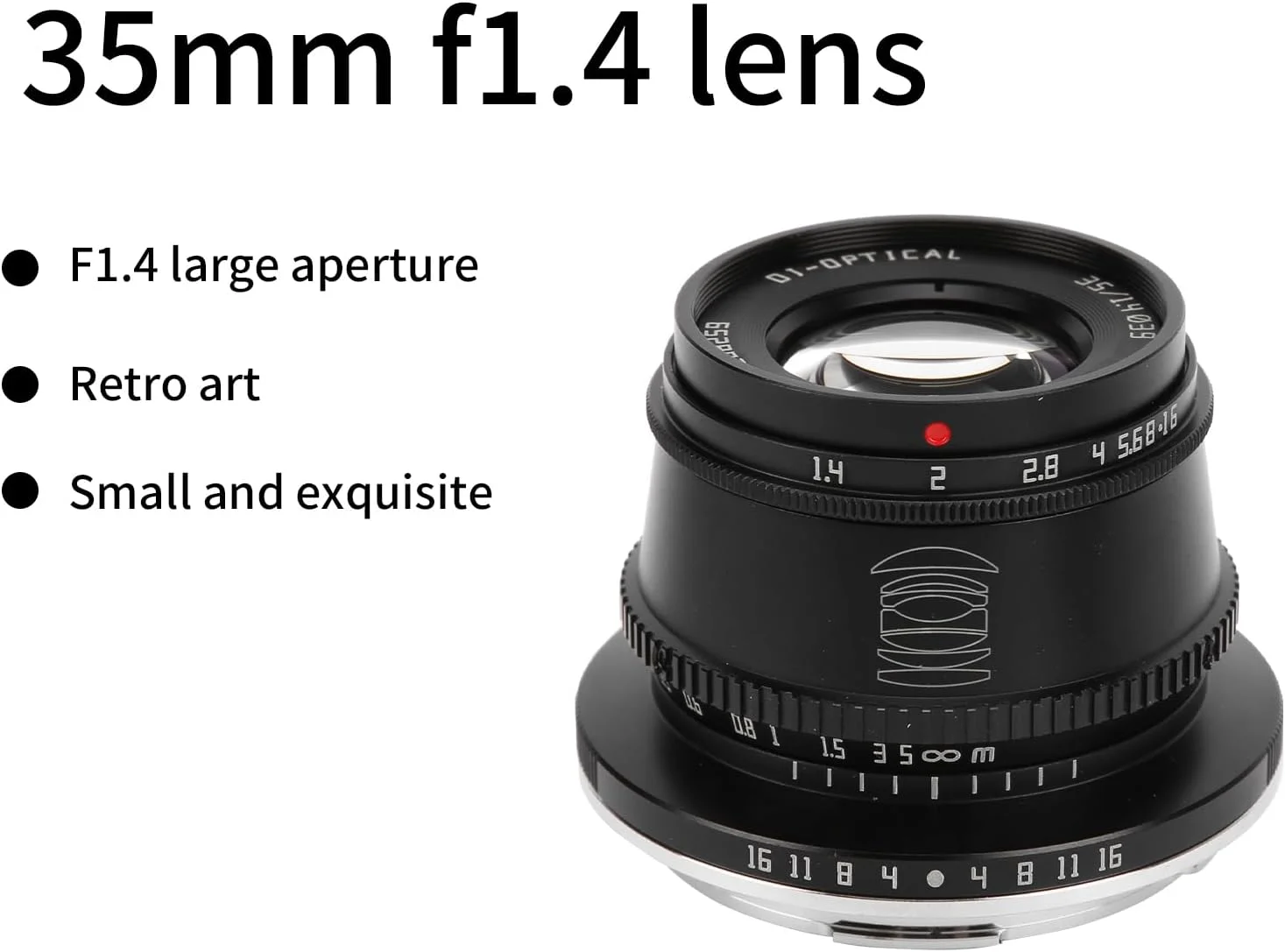 لنز 35mm F1.4 Bewinner، لنز فوکوس دستی مشکی فرآیند CNC برای دوربین لنز 35mm F1.4 Bewinner، لنز فوکوس دستی مشکی فرآیند CNC برای دوربین