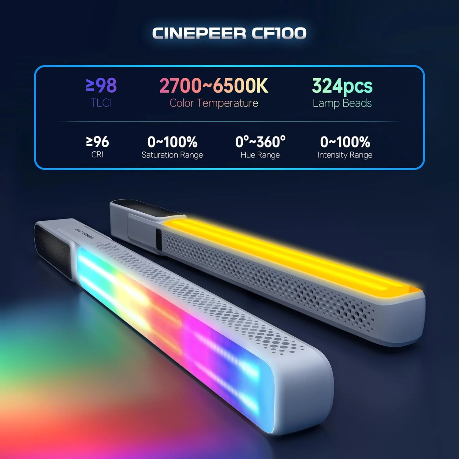 چراغ استیک RGB مدل ZHIYUN CINEPEER CF100 100W LED دستی برای ویدیو، با دمای رنگی 2700K-6500K، CRI 96+ و TLCI 98+، نور پرکننده قابل حمل با 6 جلوه نوری، نورپردازی مداوم، مناسب برای عکاسی چراغ استیک RGB مدل ZHIYUN CINEPEER CF100 100W LED دستی برای ویدیو، با دمای رنگی 2700K-6500K، CRI 96+ و TLCI 98+، نور پرکننده قابل حمل با 6 جلوه نوری، نورپردازی مداوم، مناسب برای عکاسی
