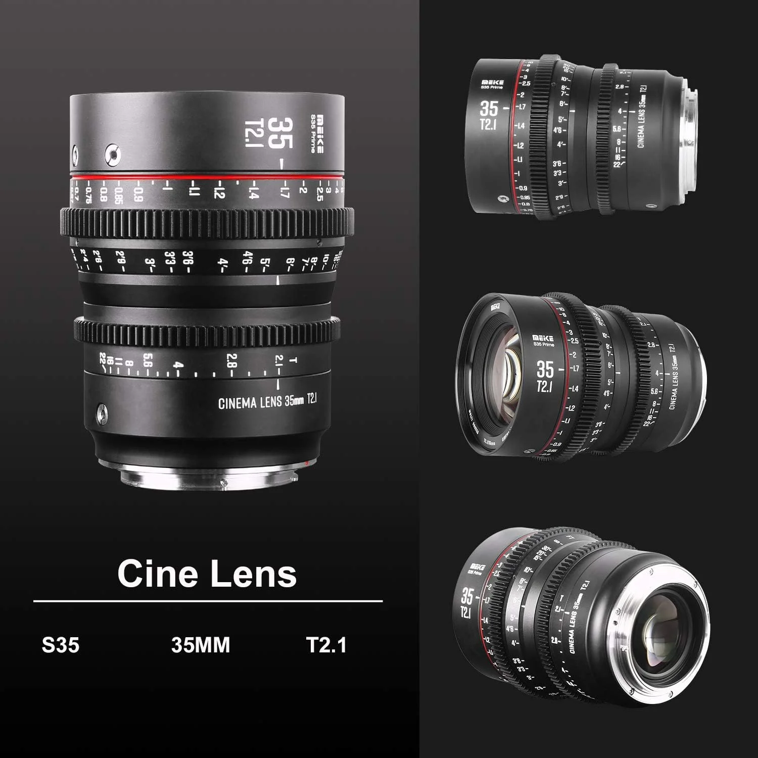 لنز سینمایی پرایم واید انگل 35mm T2.1 S35 با فوکوس دستی Meike برای مانت Canon EF و EOS C100, C200, C300 Mark III, Zcam E2-S6 6K لنز سینمایی پرایم واید انگل 35mm T2.1 S35 با فوکوس دستی Meike برای مانت Canon EF و EOS C100, C200, C300 Mark III, Zcam E2-S6 6K