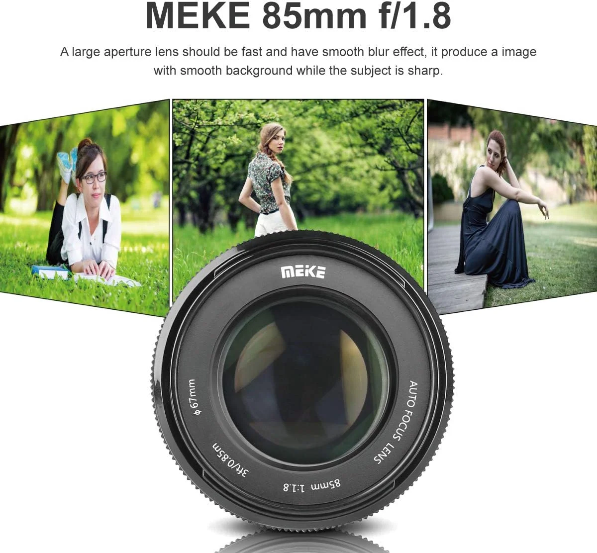لنز پرایم 85 میلی‌متری Meike MK با دیافراگم بزرگ F/1.8 و فوکوس خودکار با عرض کامل برای Canon EOS EF