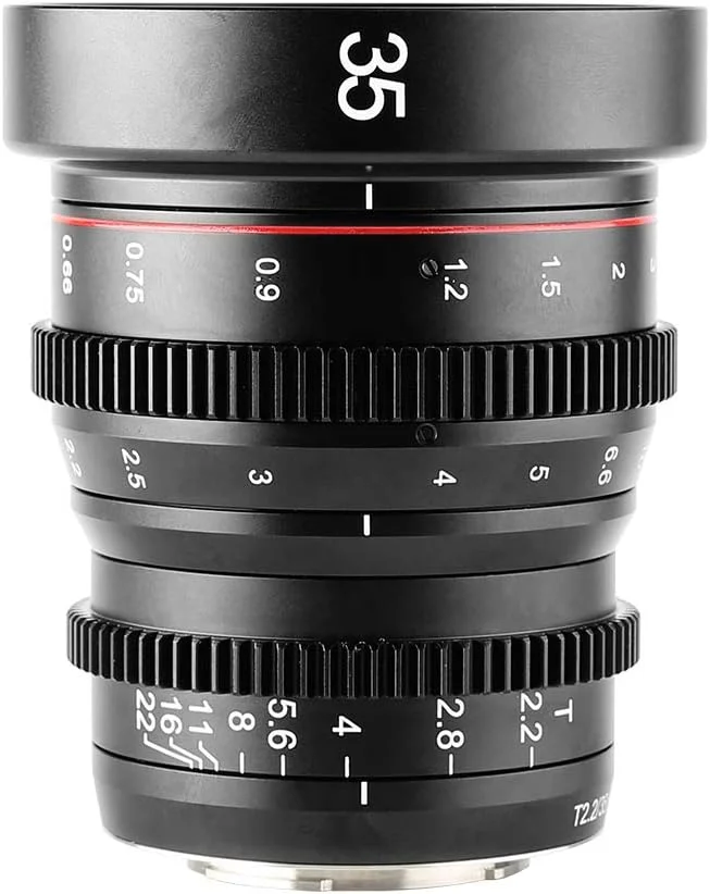 لنز سینمایی 35mm T2.2 مینی ثابت با زاویه دید عریض و فوکوس دستی Meike برای دوربین های M43 Micro Four Thirds با مانت MFT و دوربین های BMPCC 4K Z CAM E1 E2 E2C
