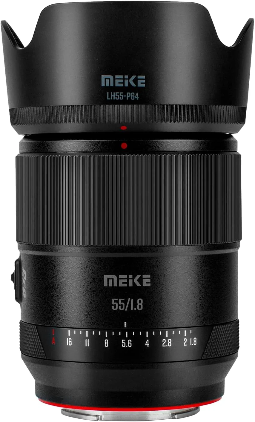 لنز پرایم 55 میلی‌متری Meike F1.8 Pro Series با فوکوس خودکار STM، فول فریم، استاندارد، رزولوشن بالا 8K، مناسب برای دوربین‌های Sony E Mount مدل‌های A7 A7R A7IV A7R IV A7III A7RII A7RIII A7SIII A9 A7C A7CII