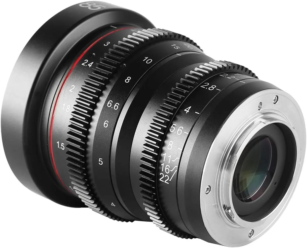 لنز سینمایی ثابت مینی Meike 85mm T2.2 با زاویه دید عریض و فوکوس دستی برای دوربین های M43 Micro Four Thirds با مانت MFT مدل های BMPCC 4K Z CAM E1 E2