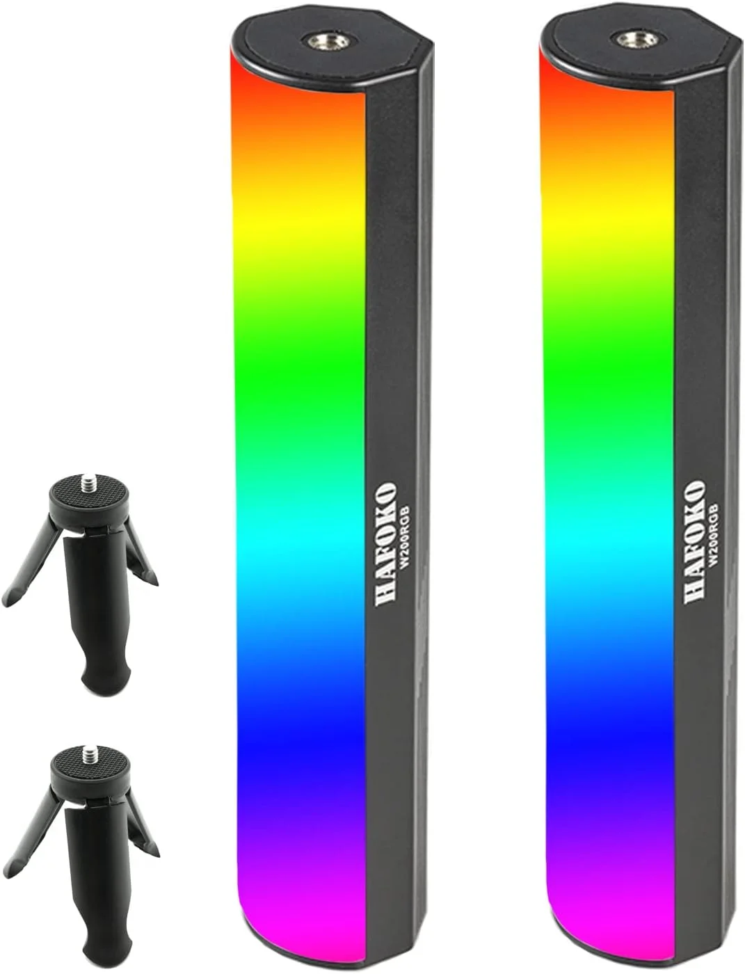 ست دو عددی چراغ LED دستی RGB مدل W200 مناسب فیلمبرداری و عکاسی، دارای آهنربا، CRI95+، دمای رنگ 2500K-9000K، باتری داخلی 3000mAh، مناسب برای تولید محتوا در یوتیوب و ولاگ