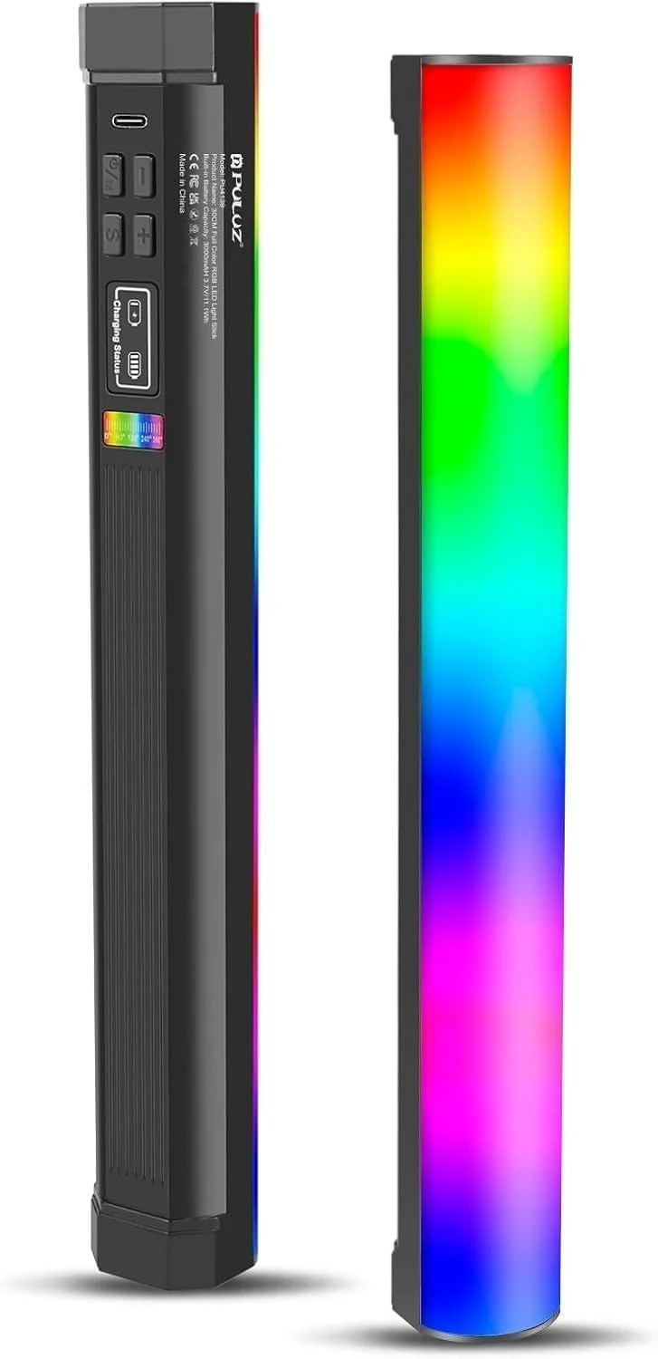 چراغ استیک ال ای دی قابل حمل Labymos PU4139 با طول 32 سانتی متر، نور RGB، توان 10 وات، نور پرکننده عکاسی، دمای رنگ قابل تنظیم 2500K-9000K، 21 جلوه نوری، باتری داخلی برای پخش زنده ولاگ