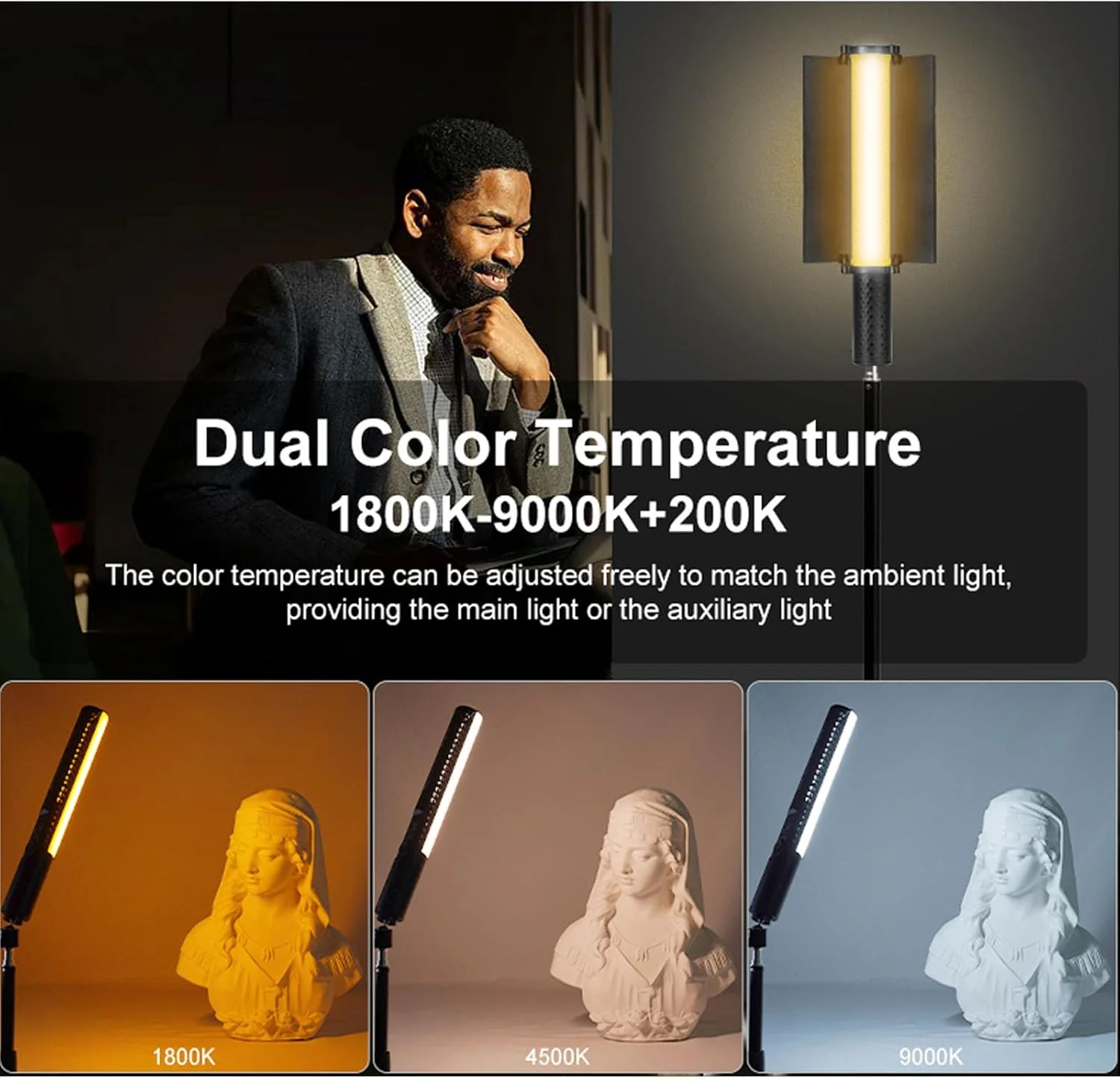 چراغ استیک RGB Luqeeg، 20 وات CRI 95 با قابلیت تنظیم نور 1800-9000 K، چراغ LED عکاسی با سرهای مغناطیسی، پنل کنترل نور، باتری 2600mAh، چراغ های عکاسی قابل حمل برای فضای داخلی و خارجی