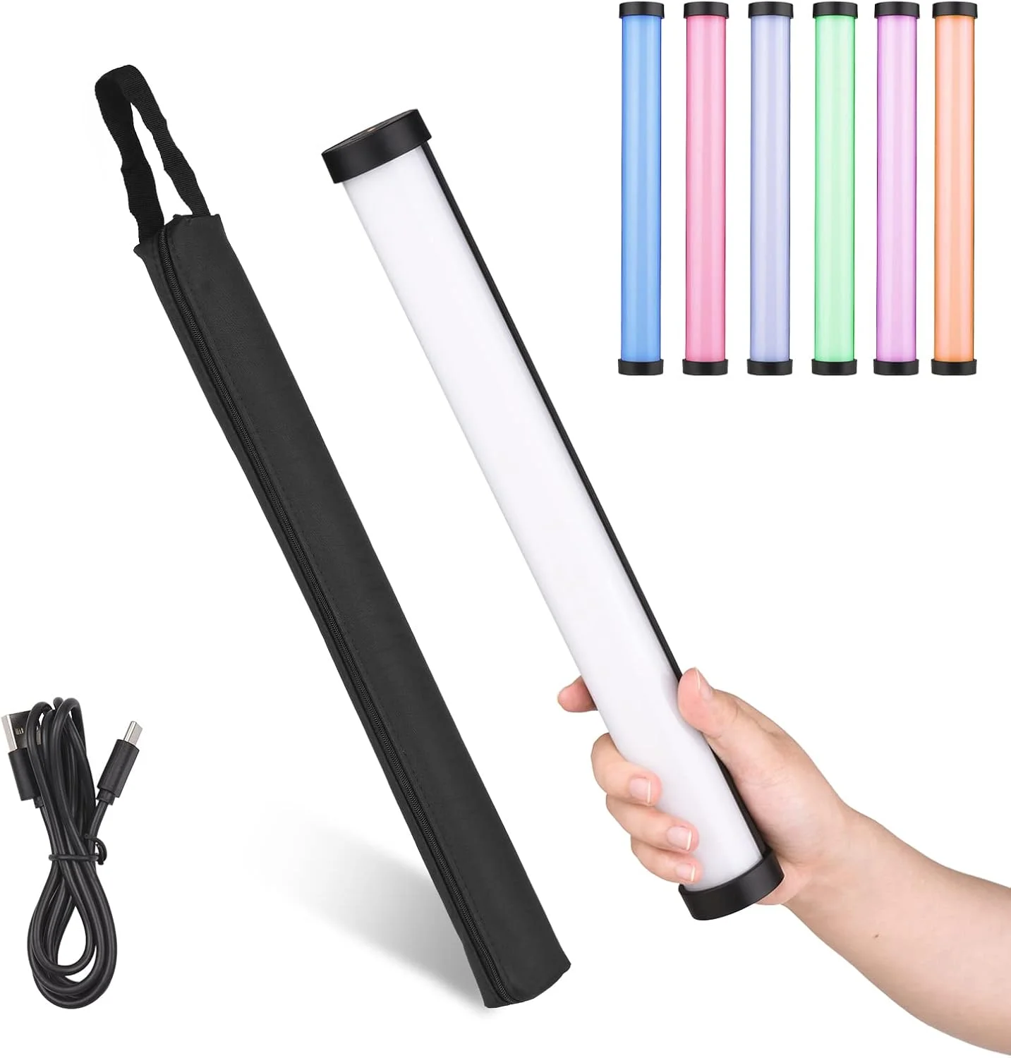 چراغ عکاسی، میله چراغ RGB 10 واتی دستی حرفه ای نور ویدئویی عکاسی دمای دو رنگ 2500K-9900K روشنایی قابل تنظیم بدون پله 0-100٪ با 21 نوع جلوه نورپردازی ویژه M