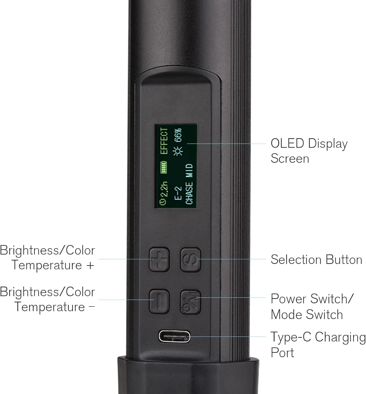 چراغ استودیویی RGB قابل حمل 10 وات، دمای رنگ دوگانه 2500K-9600K، روشنایی قابل تنظیم 0-100% با 21 جلوه نورپردازی ویژه و آهنربایی