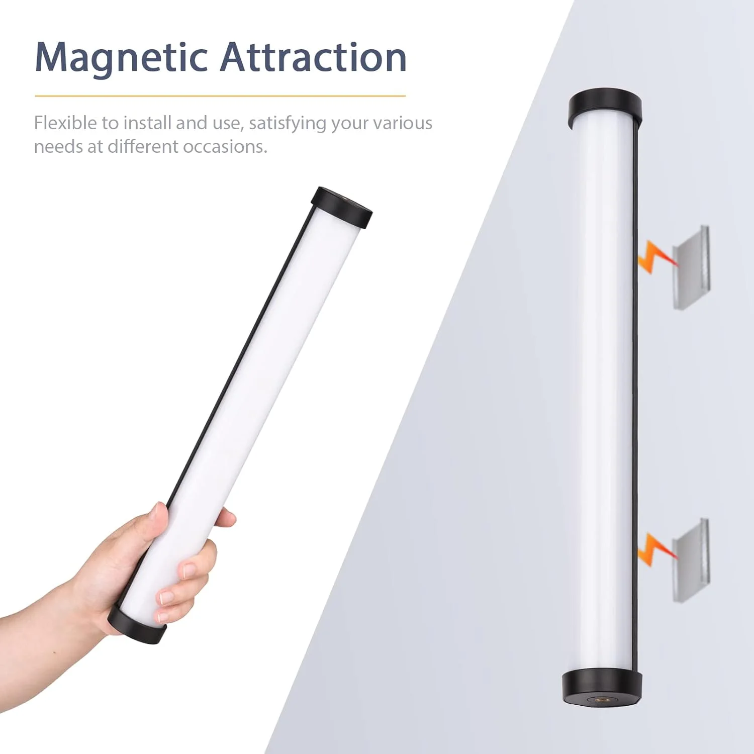 چراغ استودیویی RGB قابل حمل 10 وات، دمای رنگ دوگانه 2500K-9600K، روشنایی قابل تنظیم 0-100% با 21 جلوه نورپردازی ویژه و آهنربایی