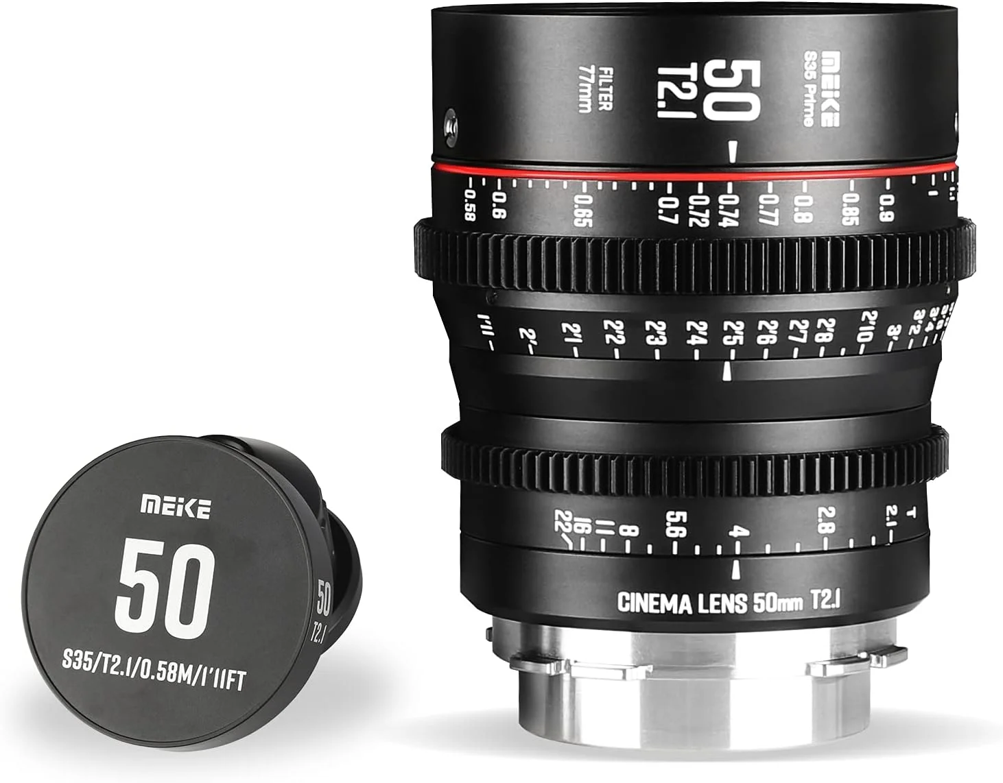 لنز سینمایی 50mm T2.1 سوپر 35 با فوکوس دستی MEKE برای دوربین های سینمایی با مانت PL سازگار با Canon C700 PL، ARRI Amira، Alexa Mini و غیره.
