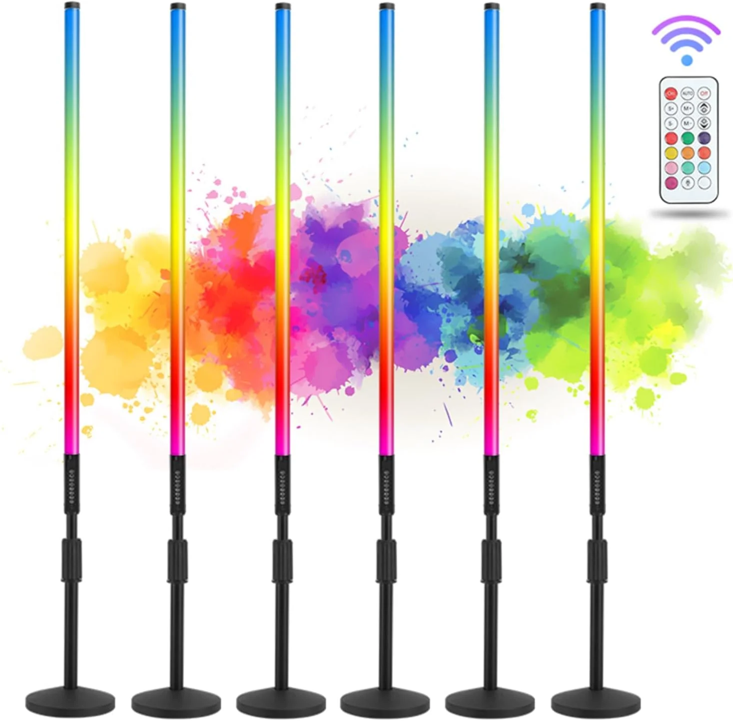 مجموعه 6 عددی لوله نور RGB قابل حمل با باتری 4800mAh با کیف، نگهدارنده میله نور برای استودیوی ویدئویی LED، عکاسی، دی جی، رقص، مهمانی، استیج، غرفه عکس