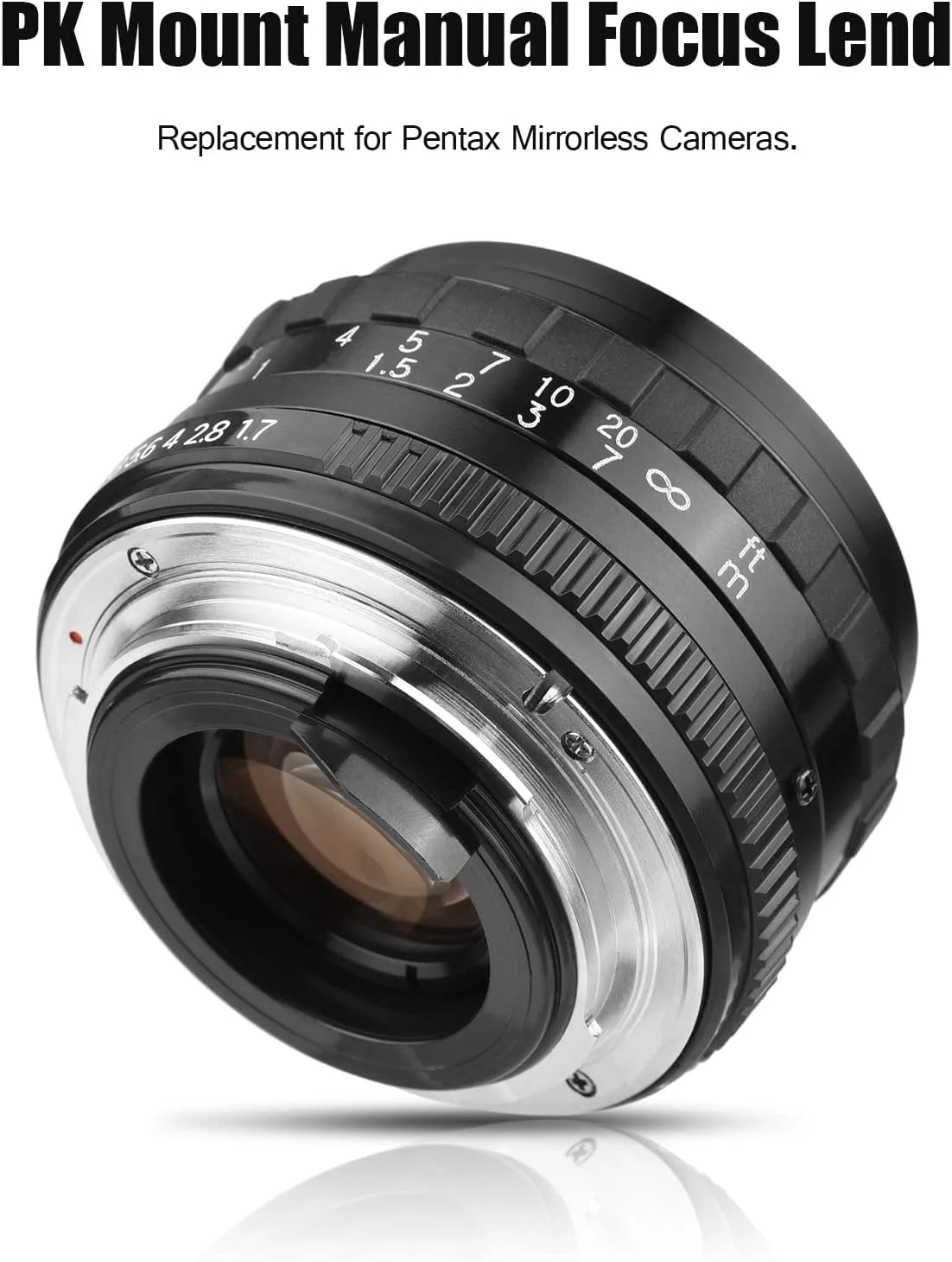 لنز دوربین 50mm F1.7 با دیافراگم بزرگ و فوکوس دستی، مانت PK، جایگزین برای دوربین های فول فریم Pentax K1 K-1 Mark II