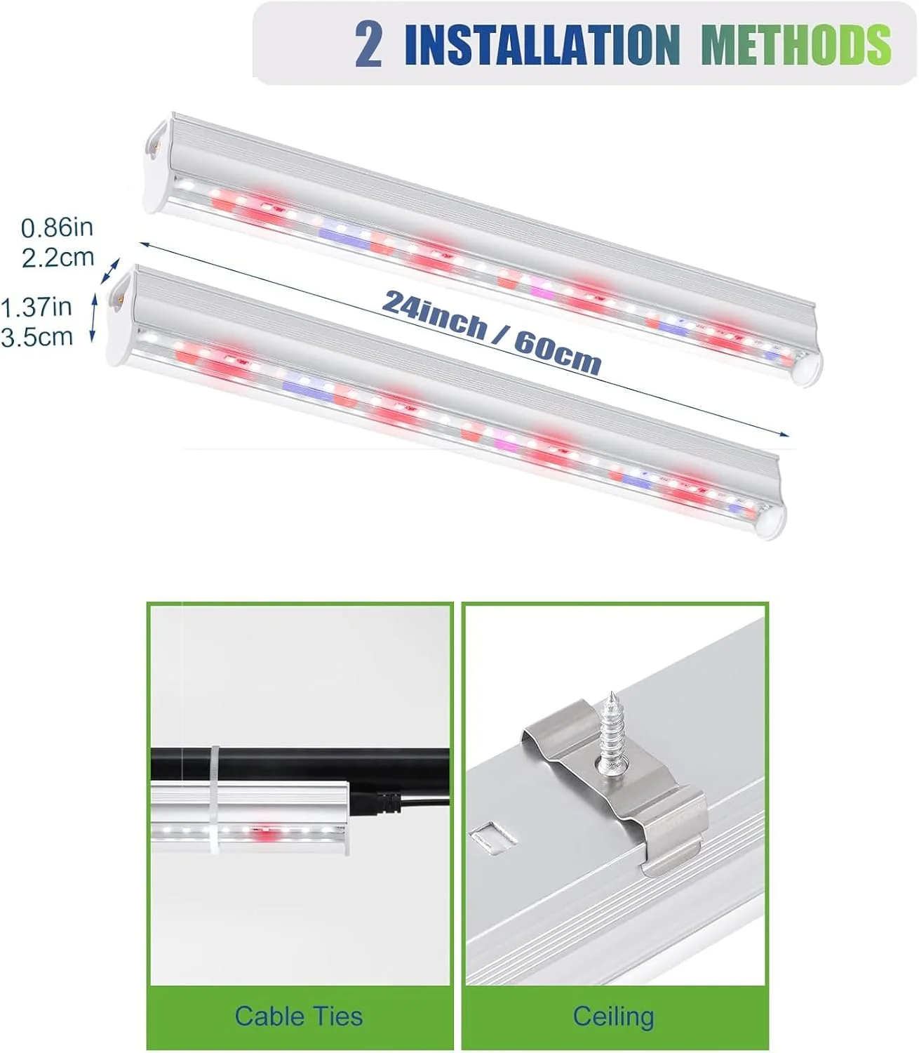 چراغ رشد گیاه LED طیف کامل آلومینیومی با راندمان بالا 20 وات (10 وات x 2) برای باغبانی گیاهان آپارتمانی، هیدروپونیک، گلخانه، کشاورزی (بسته 2 عددی 2 فوتی) چراغ رشد گیاه LED طیف کامل آلومینیومی با راندمان بالا 20 وات (10 وات x 2) برای باغبانی گیاهان آپارتمانی، هیدروپونیک، گلخانه، کشاورزی (بسته 2 عددی 2 فوتی)