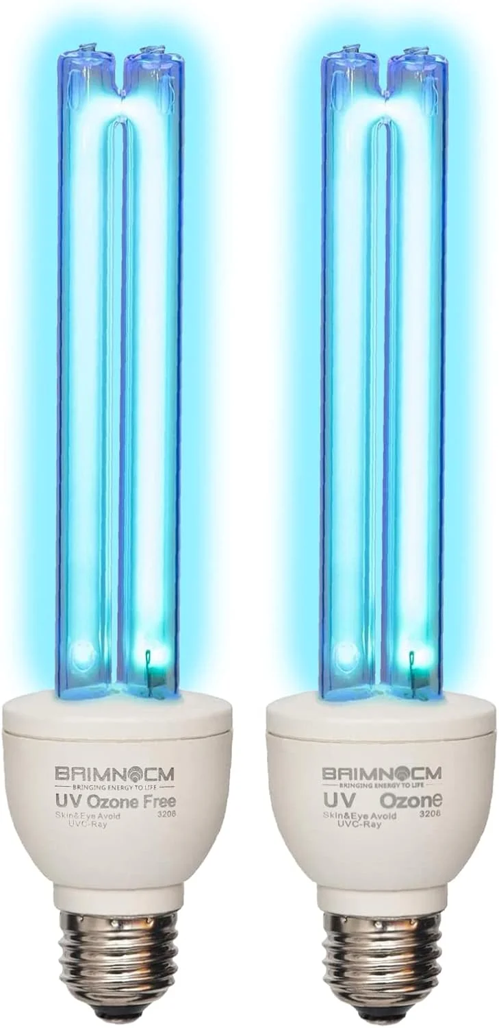 لامپ ضدعفونی کننده UV با طول موج کوتاه BAIMNOCM، لامپ UV-C، توان 25 وات، پایه E26، یک عدد لامپ اوزون دار / یک عدد لامپ بدون اوزون