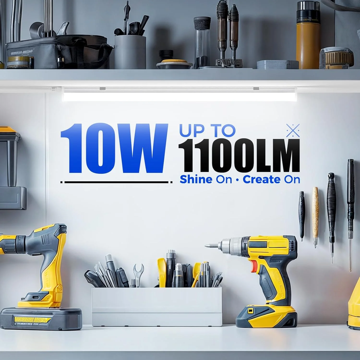 چراغ LED خطی Barrina، طول 60 سانتی متر، چراغ های مهتابی LED T5، روشنایی فوق العاده سفید 6500K، 1100 لومن 10 وات، مناسب برای روشنایی کارگاه، قابل نصب روی دیوار و سقف، بسته 2 عددی