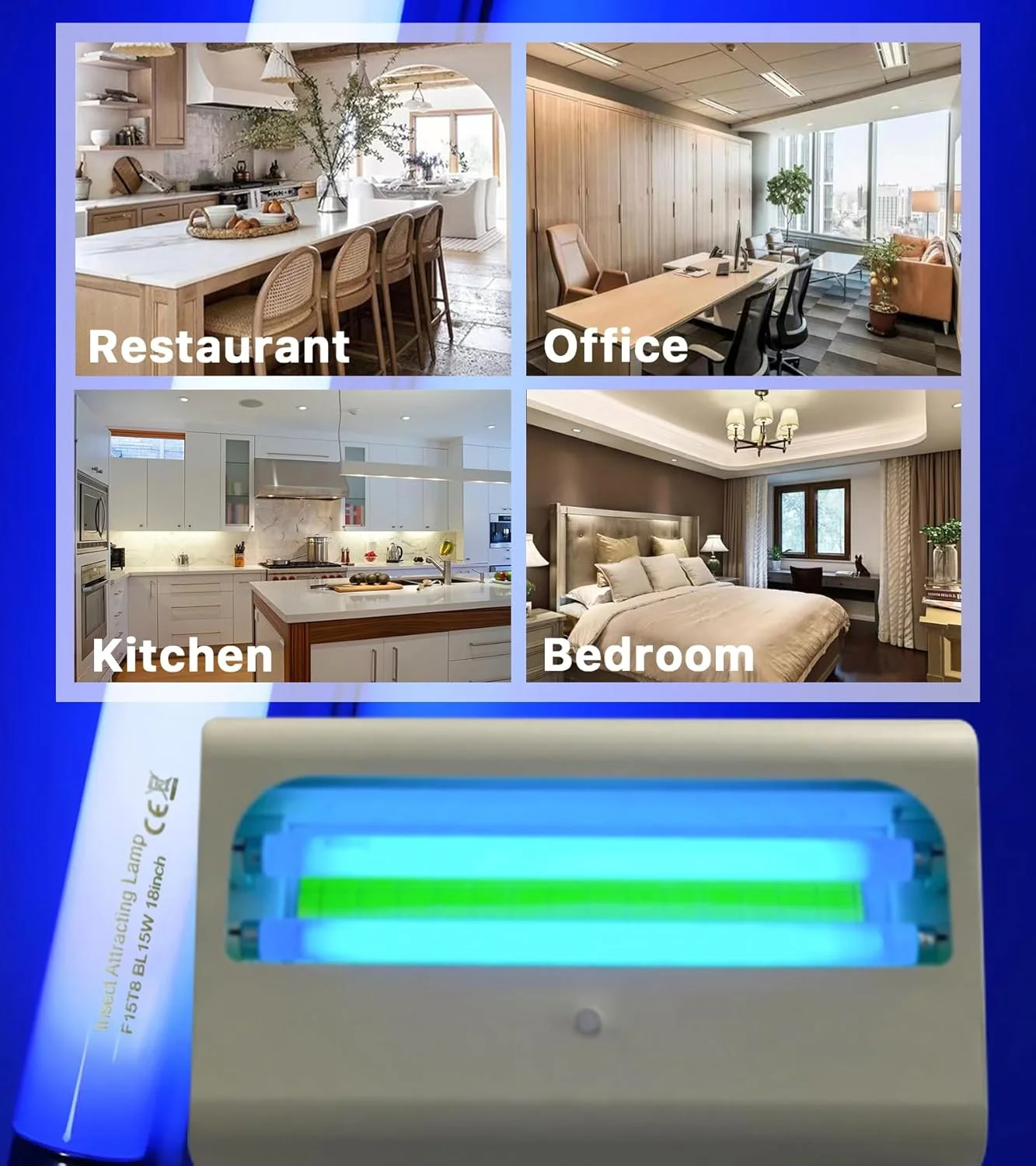 لامپ بلک لایت یو وی ای 15 وات 18 اینچی جایگزین لامپ فلورسنت تی 8 بی ال برای دستگاه 30 وات نور آبی 365 نانومتری بسته 4 عددی