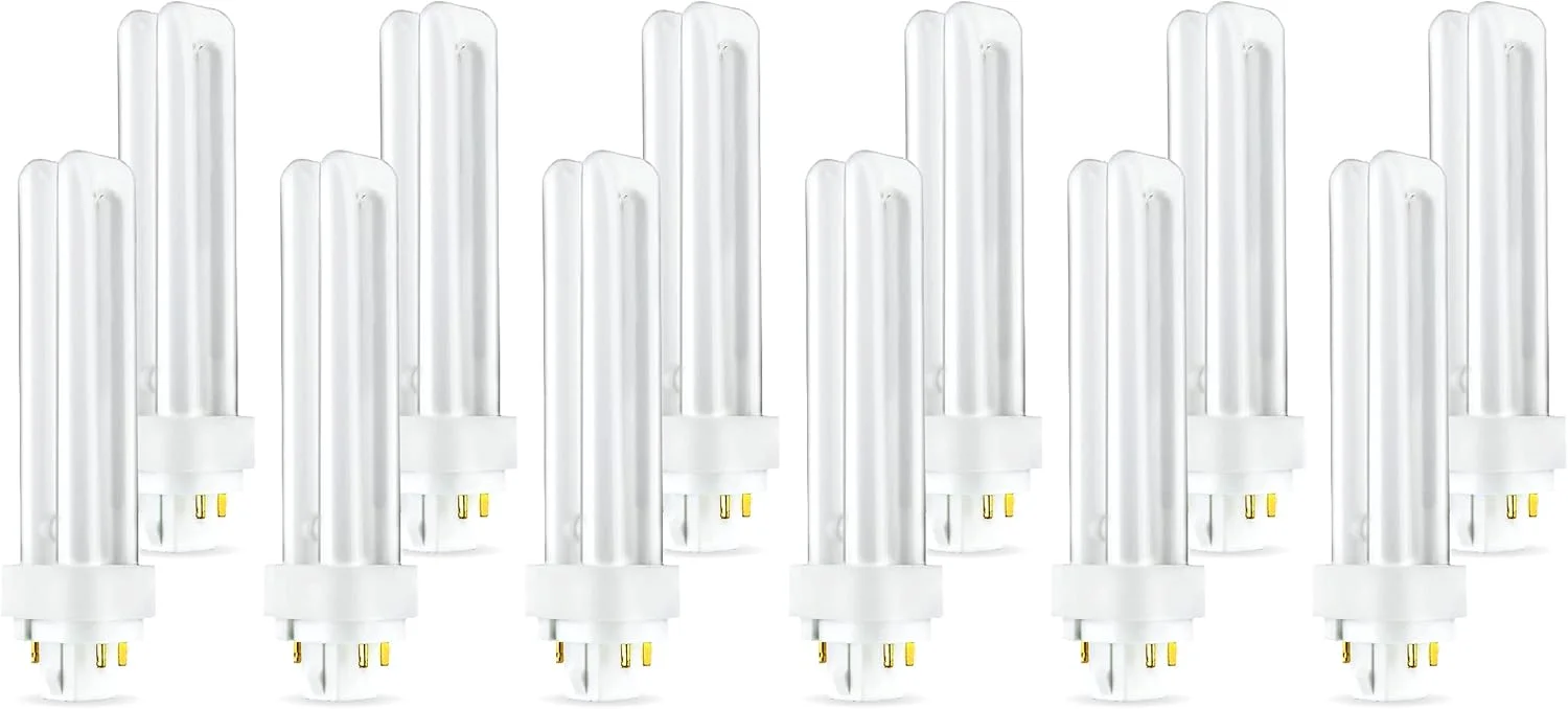 لامپ فلورسنت فشرده دایره ای (بسته 12 عددی) PLC-18W 841، 4 پین G24q-2، 18 وات، لوله دوتایی، جایگزین Sylvania 20668 و Philips - PL-C 18W/841/4P/ALTO
