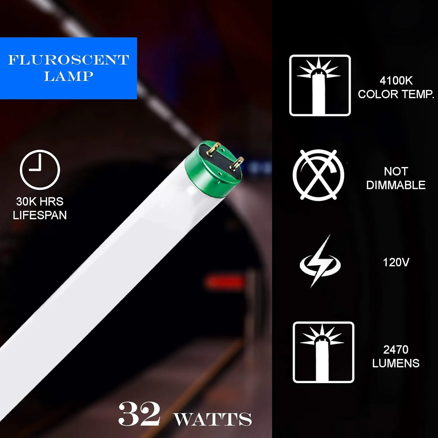 بسته 30 عددی لامپ فلورسنت 48 اینچی DYSMIO، 32 وات، T8 با CRI بالا، دوستدار محیط زیست با فناوری Alto II - بسته 30 عددی، 4000K - سفید سرد