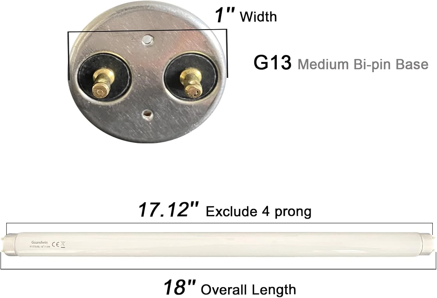دو عدد لامپ جایگزین 18 اینچی F15T8/BL، لامپ های فلورسنت خطی 15 واتی T8 BL برای دستگاه 30 واتی، 350BL -365nm