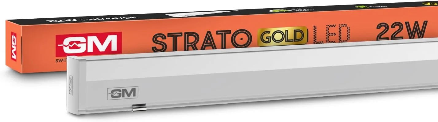 چراغ مهتابی ال ای دی 22 وات GM Strato، 100 لومن بر وات، 6500 کلوین، عمر طولانی، پخش کننده ضد خیرگی، ضد نوسان برای خانه