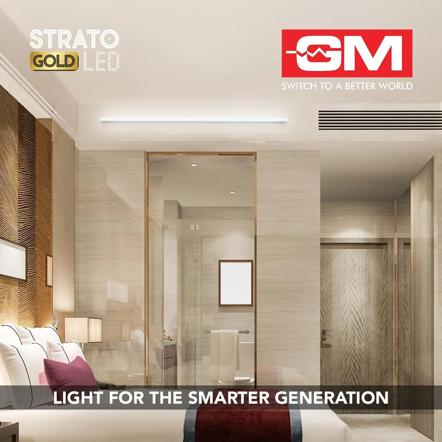 چراغ مهتابی ال ای دی 22 وات GM Strato، 100 لومن بر وات، 6500 کلوین، عمر طولانی، پخش کننده ضد خیرگی، ضد نوسان برای خانه