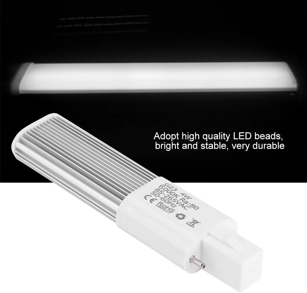 لامپ مهتابی 4 وات، لامپ مهتابی 60 سانتی متری 2 پین، لامپ کم مصرف ضد الکتریسیته ساکن 85-265 ولت (G23 سفید یخی)