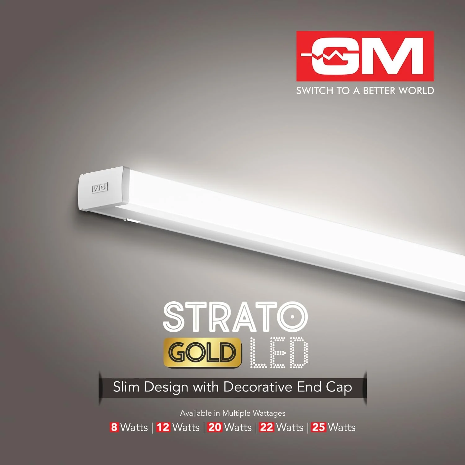 چراغ مهتابی ال ای دی 22 وات GM Strato، 100 لومن بر وات، 6500 کلوین، عمر طولانی، پخش کننده ضد خیرگی، ضد نوسان برای خانه