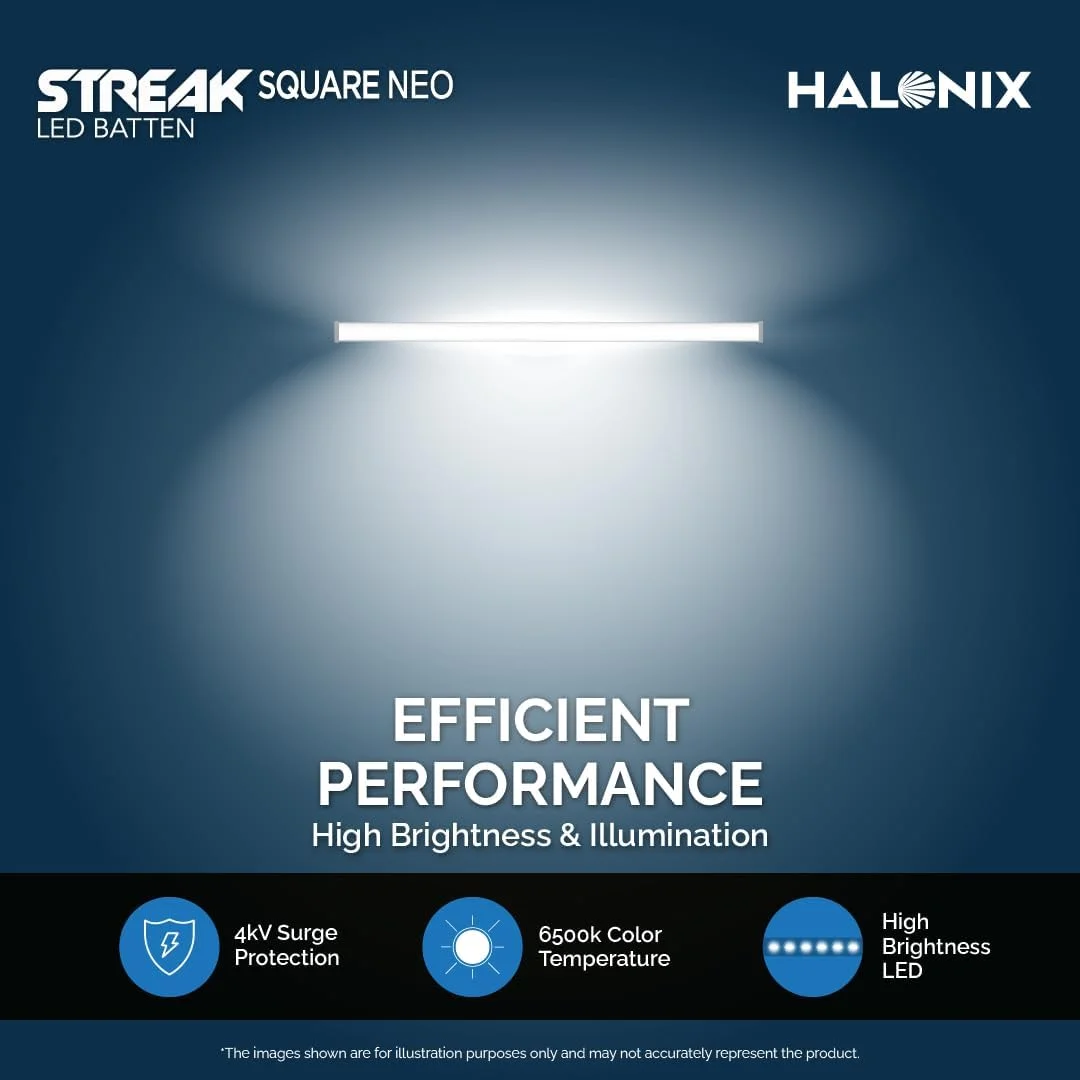 هالونیکس 10 وات سفید 60 سانتی متری مدل Streak مربع LED بسته 2 عددی | چراغ LED لوله ای برای خانه | چراغ LED برای اتاق نشیمن و اتاق خواب | چراغ لوله ای روشن و کم مصرف برای خانه |