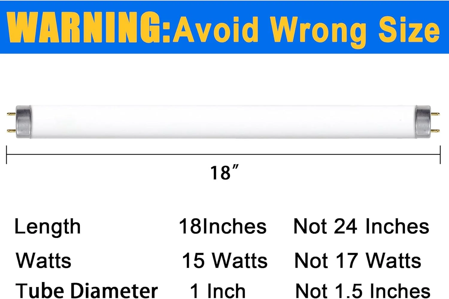 لامپ فلورسنت 15 واتی F15T8/CW با نور سفید سرد، 18 اینچی، سازگار با فیلیپس GE F15T8/SP41، پایه G13، بسته 6 عددی