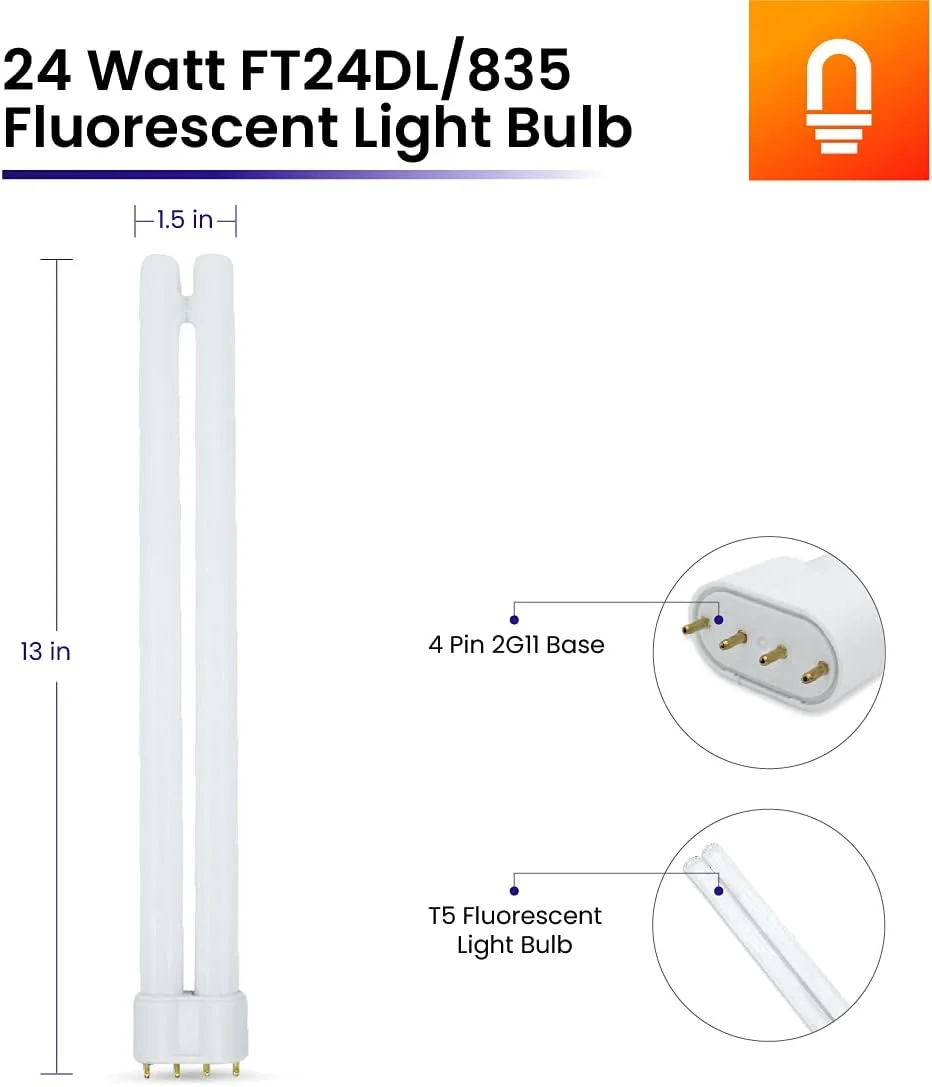 لامپ جایگزین لومنیوو FT24DL/835 برای Ottlite Truecolor OLT-24W - لامپ فلورسنت 24 وات T5 - پایه 4 پین 2G11 - سفید استاندارد 3500K - طول کلی 13.1 اینچ - 1 عدد