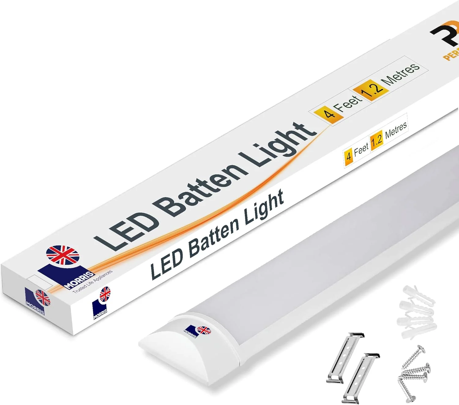 چراغ مهتابی ال ای دی باریک موریس در اندازه های 60 سانتی متر، 120 سانتی متر، 150 سانتی متر و 180 سانتی متر، قابل نصب روی دیوار/سقف، 6000 کلوین (120 سانتی متر)