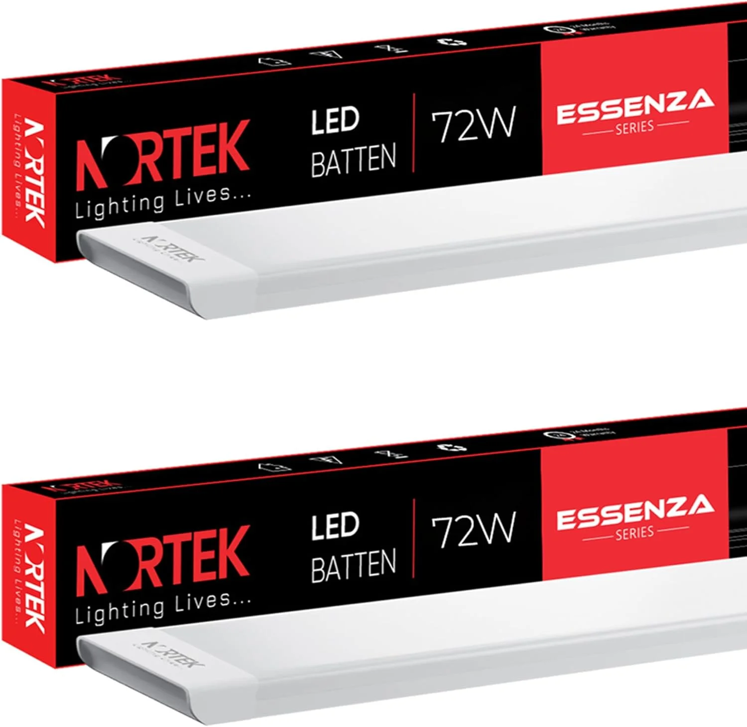 چراغ‌های ال ای دی لوله‌ای ۷۲ وات Nortek Essenza نور سفید خنک، ایده‌آل برای اتاق نشیمن، اتاق خواب، دفاتر، فضاهای تجاری و صنعتی، بسته 2 عددی