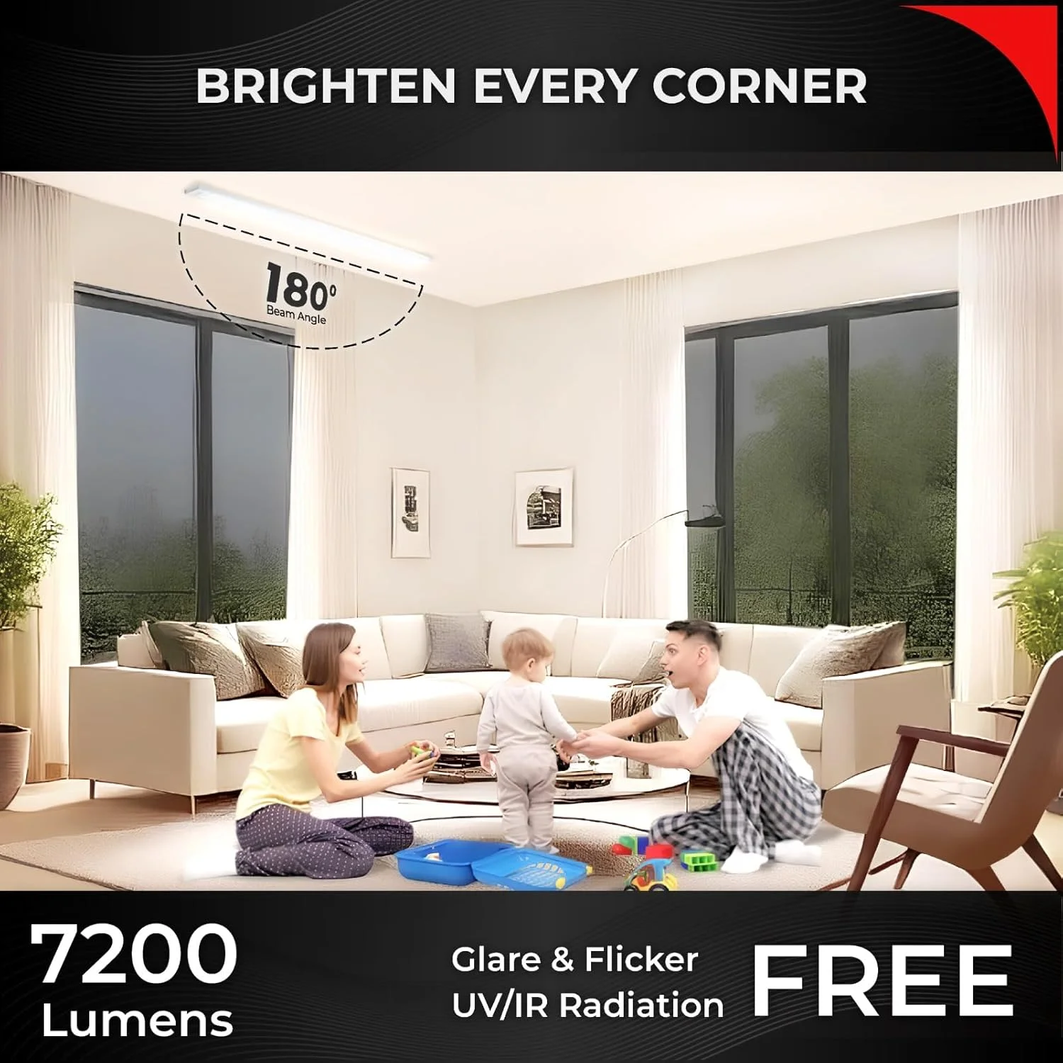 چراغ‌های ال ای دی لوله‌ای ۷۲ وات Nortek Essenza نور سفید خنک، ایده‌آل برای اتاق نشیمن، اتاق خواب، دفاتر، فضاهای تجاری و صنعتی، بسته 2 عددی