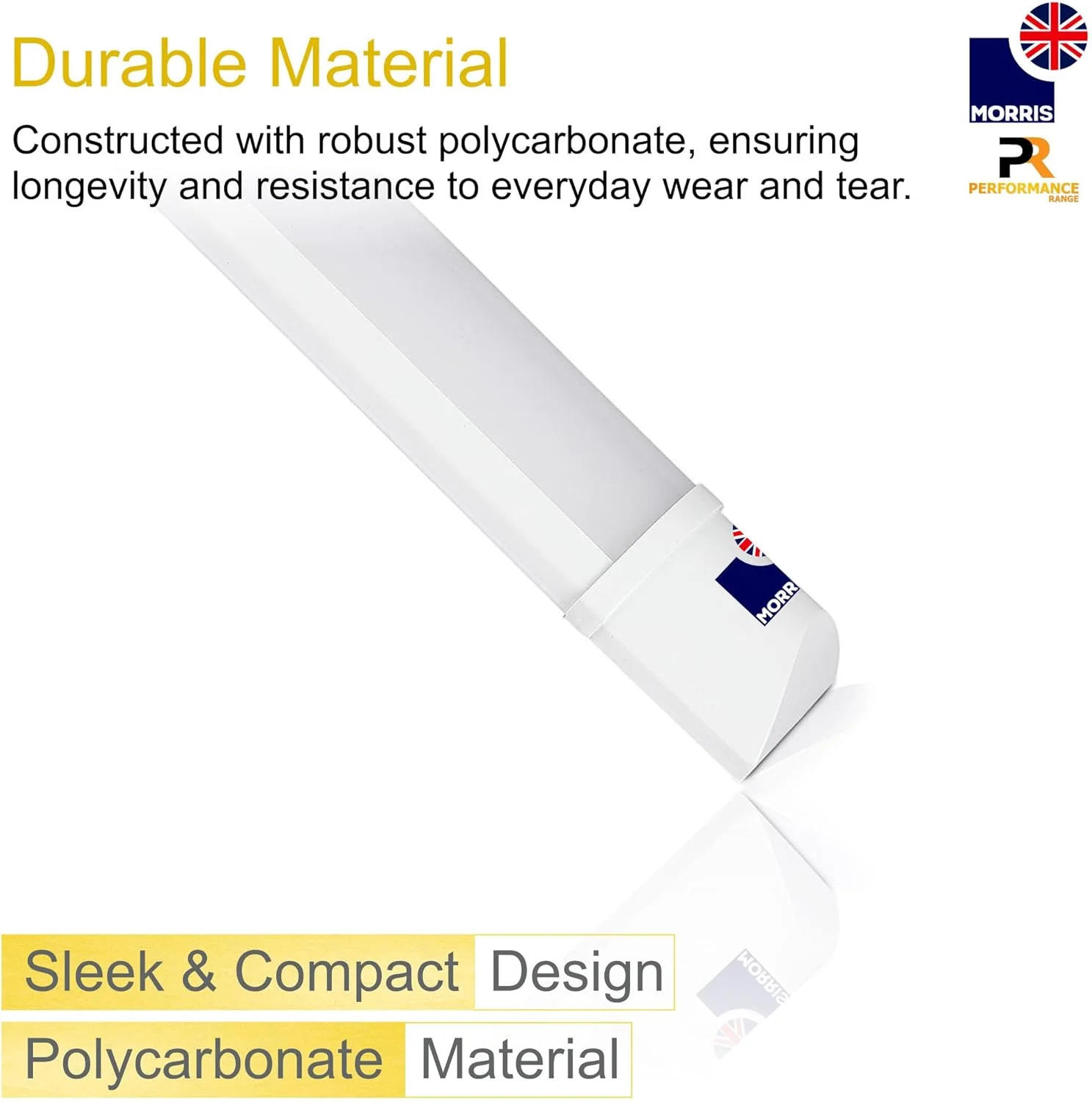 چراغ مهتابی ال ای دی باریک موریس در اندازه های 60 سانتی متر، 120 سانتی متر، 150 سانتی متر و 180 سانتی متر، قابل نصب روی دیوار/سقف، 6000 کلوین (120 سانتی متر)