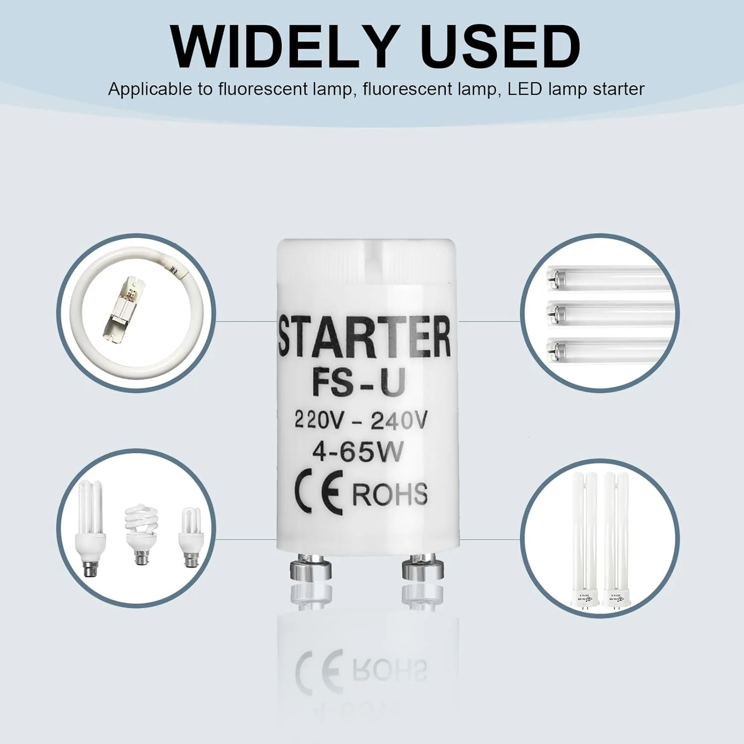 استارتر لامپ فلورسنت 6 عددی، جایگزین جهانی استارتر لامپ فلورسنت و ال ای دی برای لامپ های فلورسنت 4-65 وات