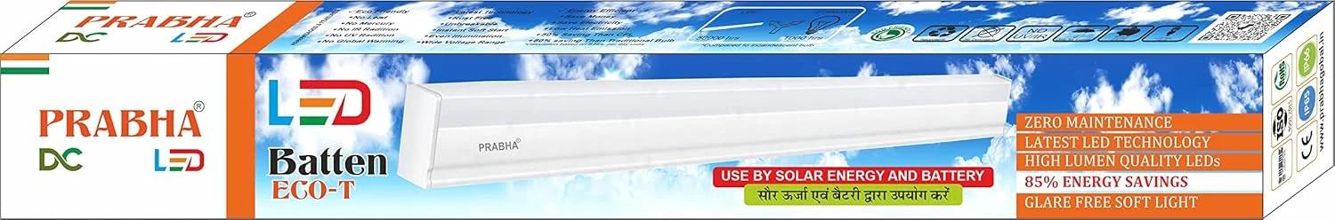 چراغ مهتابی ال ای دی 5 وات 12 ولت DC پرابها، نور سفید گرم-زرد، سایز 30 سانتیمتر (بسته 2 عددی)