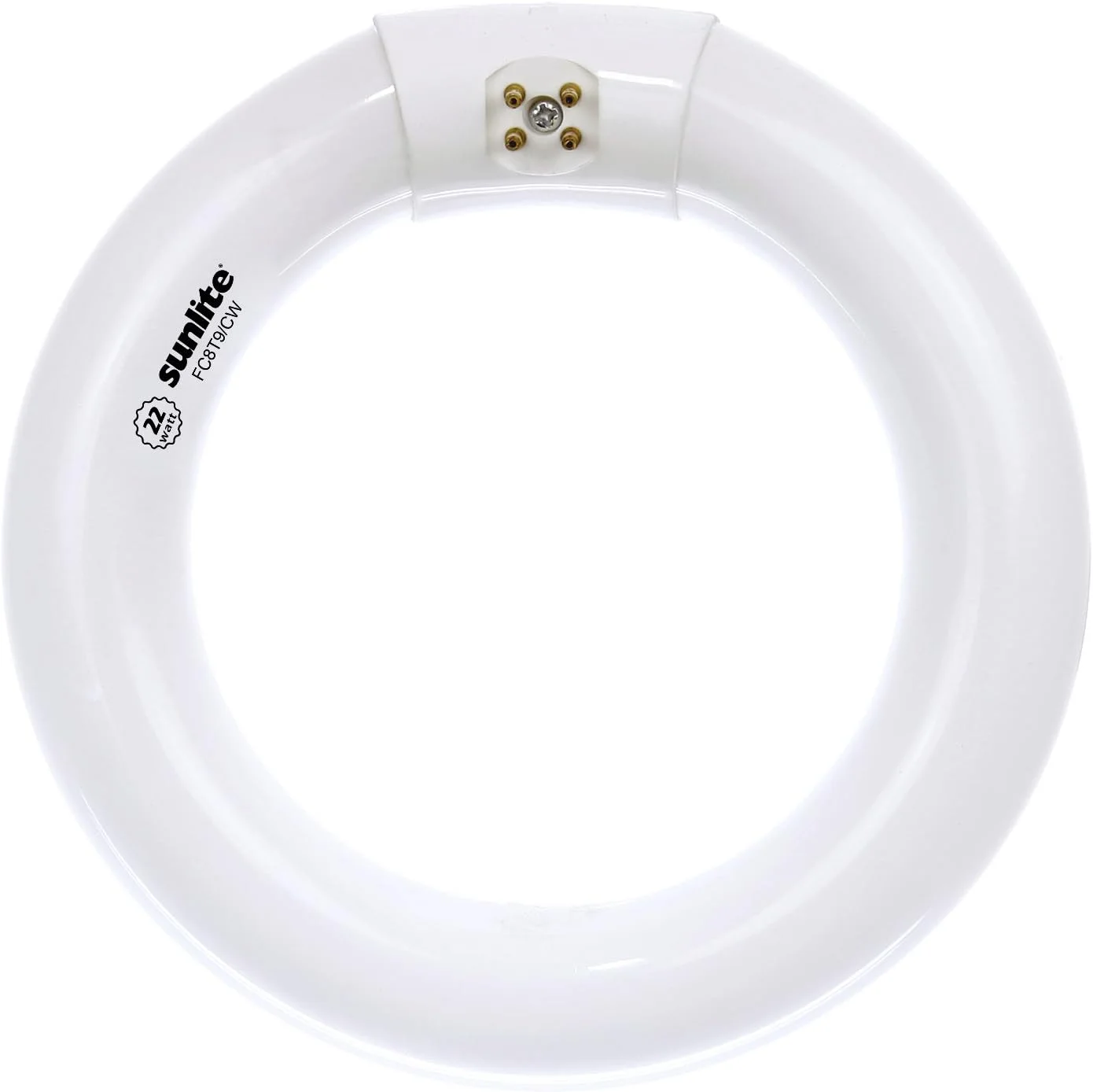 لامپ مهتابی دایره ای سانلایت 22 وات T9 با پایه 4 پین، نور سفید گرم