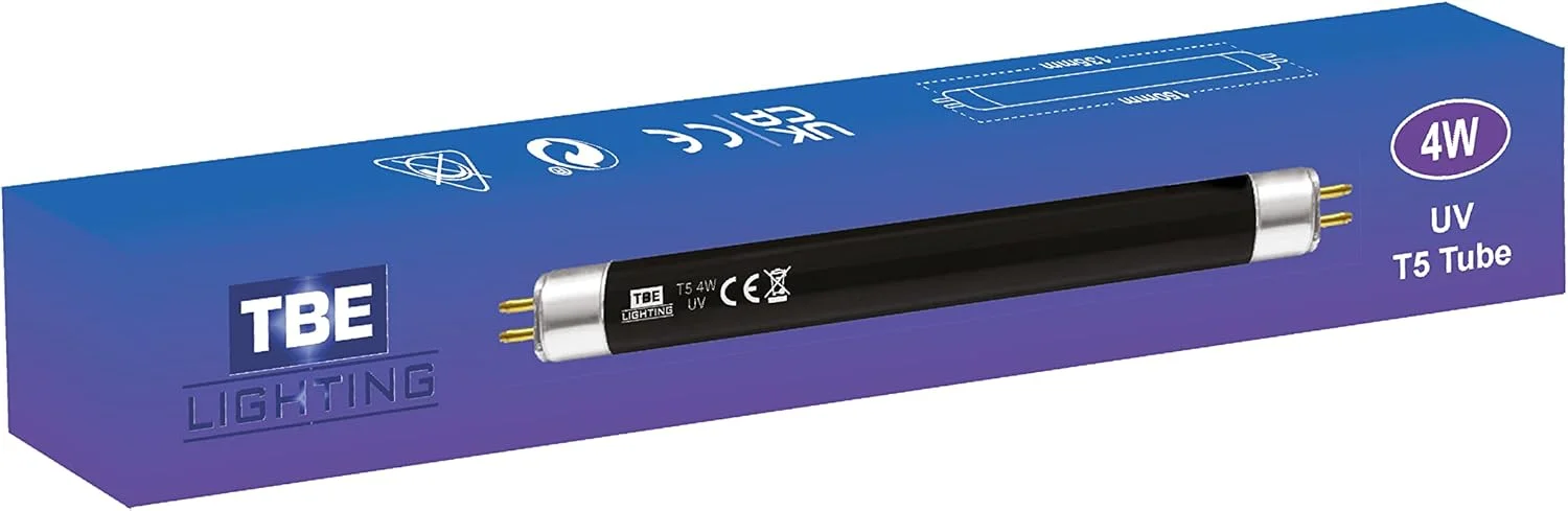 لامپ های بررسی اسکناس TBE LIGHTING مدل T5 4w 150mm / 6'' - لامپ های CFL - نور ماوراء بنفش UV ایجاد می کند تا به تشخیص اسکناس ها و گذرنامه های تقلبی کمک کند - اتصالات پایه G5 2 پین (بسته 2 عددی)