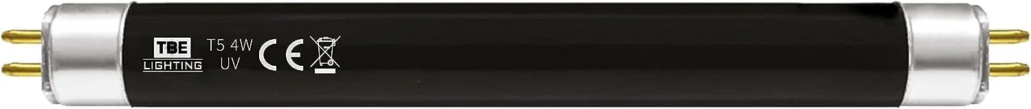 لامپ های T5 4 وات 150 میلی متری بررسی اسکناس TBE LIGHTING - لامپ های CFL - نور سیاه فرابنفش UV ایجاد می کند تا به تشخیص اسکناس ها و گذرنامه های تقلبی کمک کند - اتصالات پایه 2 پین G5 (بسته 4 عددی)