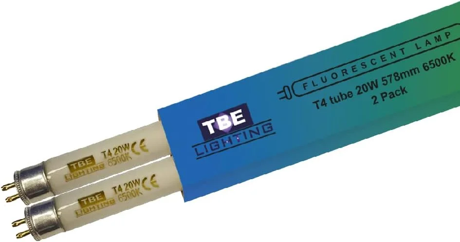لامپ فلورسنت T4 20 وات TBE Lighting، طول 578 میلی متر - بسته 2 عددی لامپ CFL - پایه G5 2 پین - لامپ های T4 با راندمان بالا، نور روز سفید 6500K